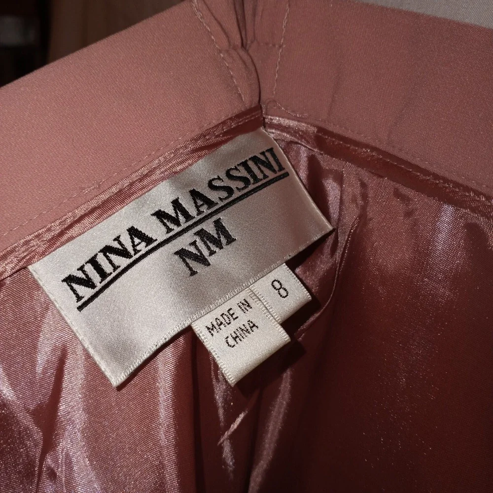 Nina Massini Size 8‎ Skirt Suit 3 Piece Dusty Pink Beaded Embellishments Vintage